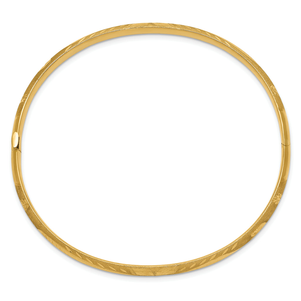 14k 3/16 Oversize Florentine Engraved 5.00mm Hinged Round Bangle Bracelet