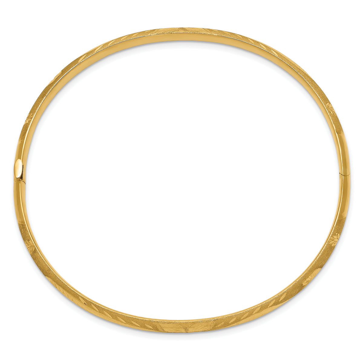 14k 3/16 Oversize Florentine Engraved 5.00mm Hinged Round Bangle Bracelet