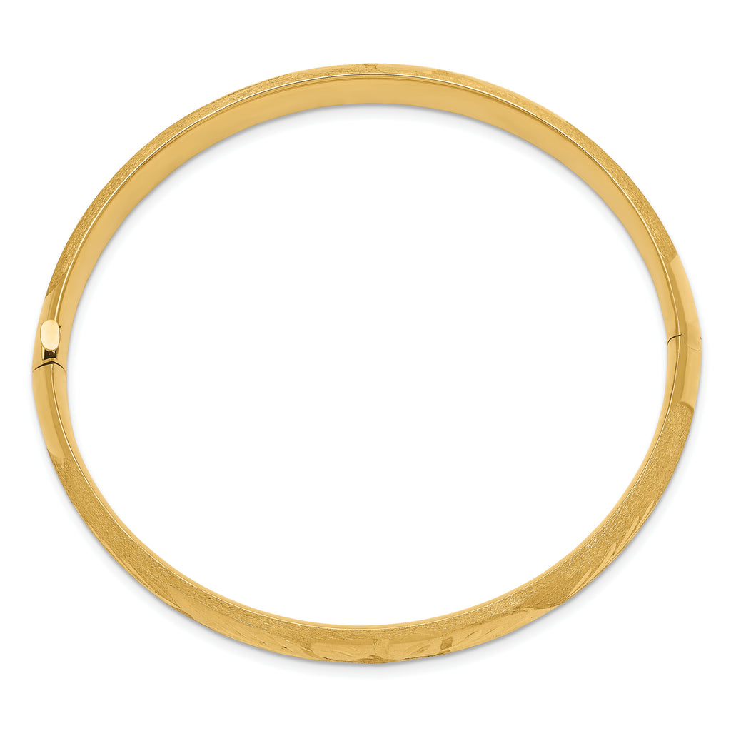 14k 5/16 Oversize Florentine Engraved 8.00mm Hinged Round Bangle Bracelet