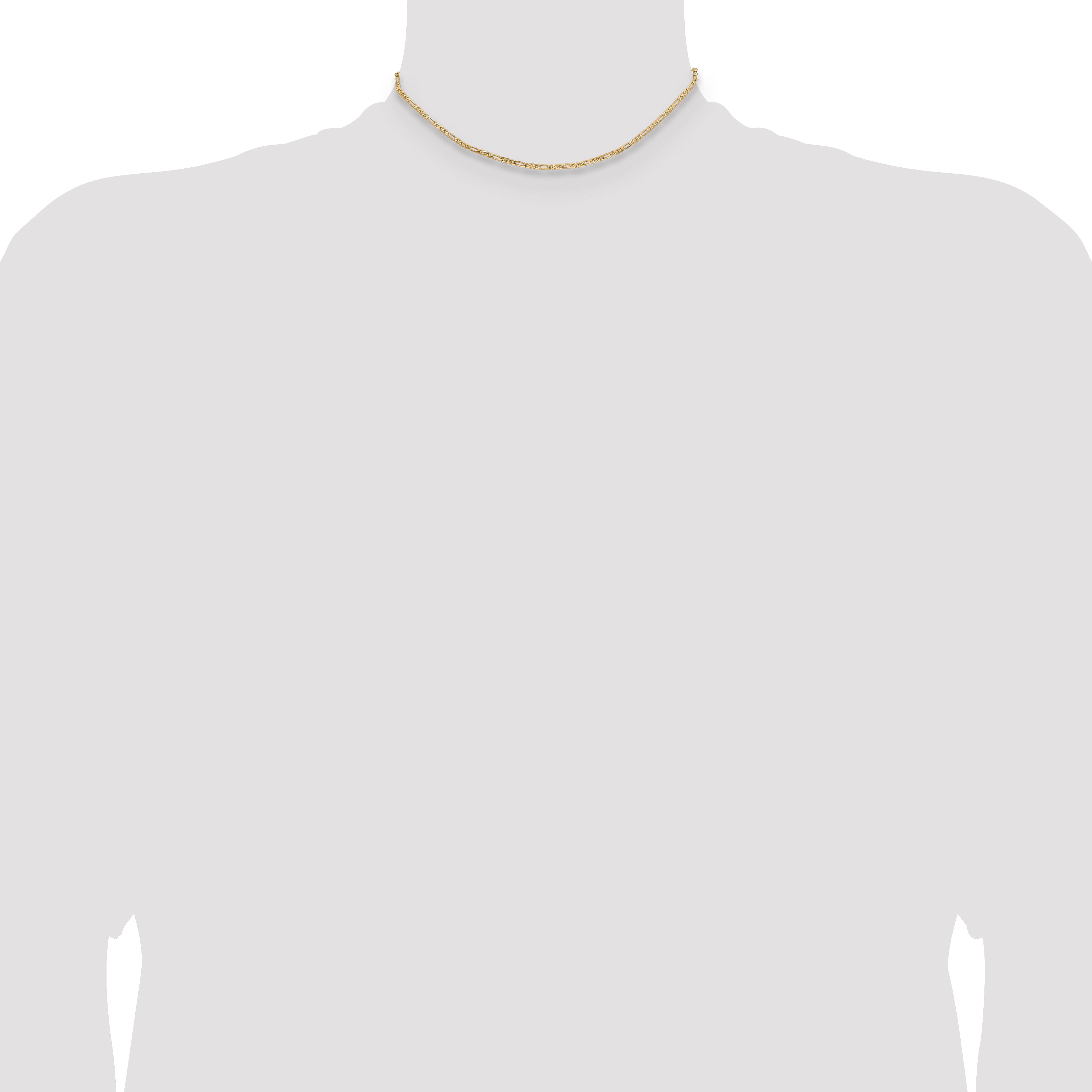 14K 14 inch 1.8mm Flat Figaro with Lobster Clasp Chain