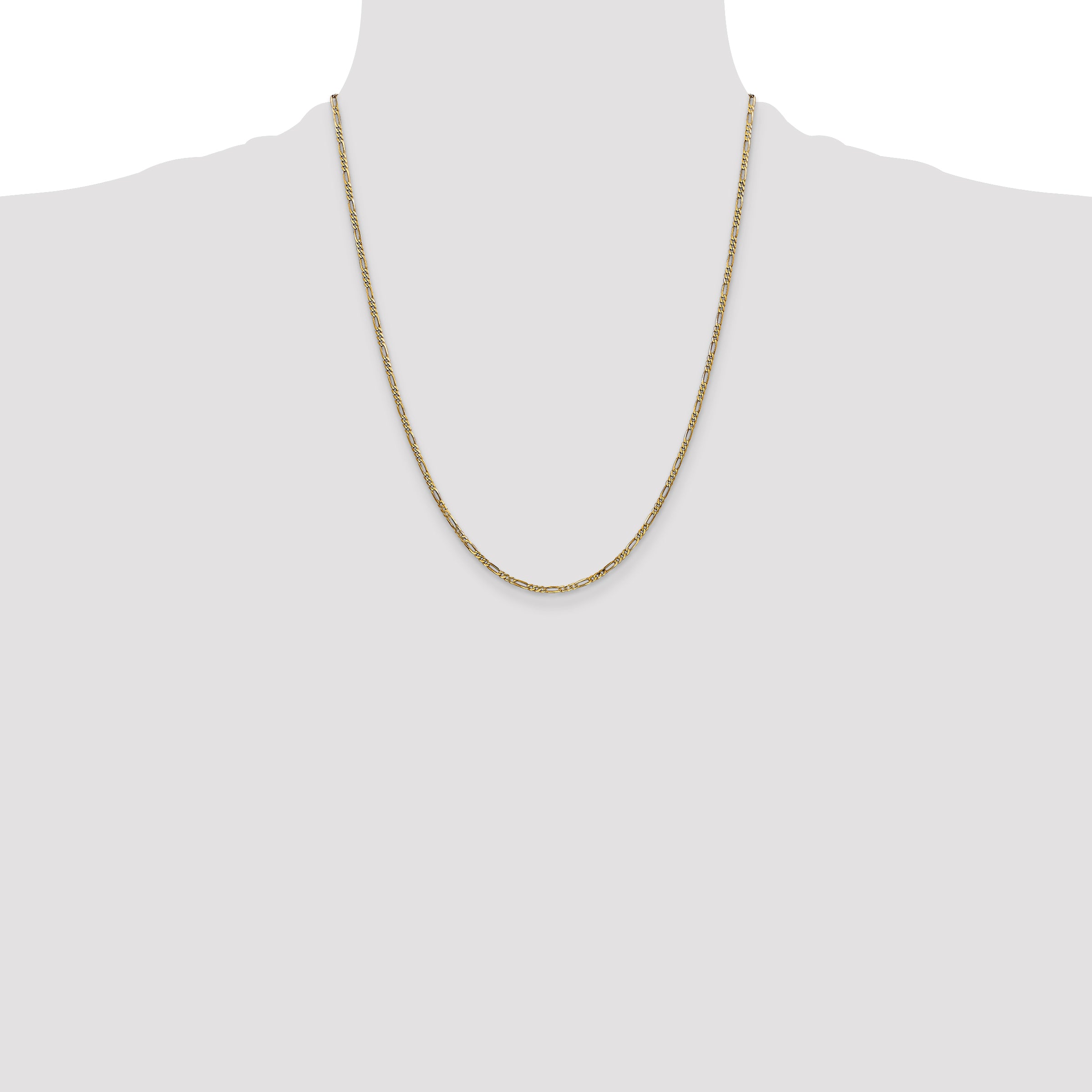 14K 22 inch 1.8mm Flat Figaro with Lobster Clasp Chain