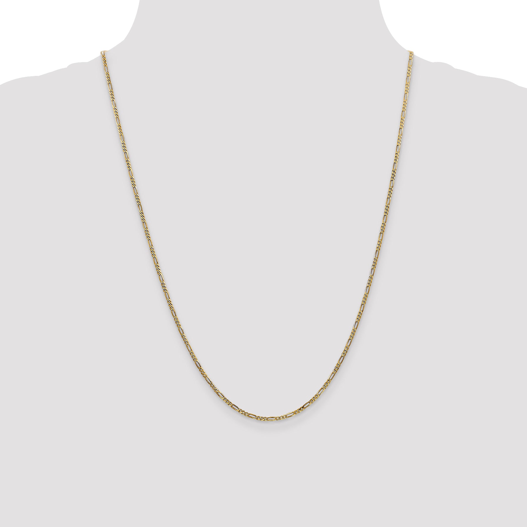 14K 24 inch 1.8mm Flat Figaro with Lobster Clasp Chain