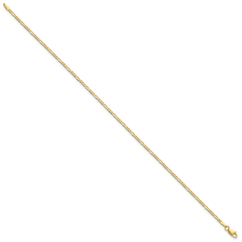 14K 1.8mm Flat Figaro with Lobster Clasp Anklet