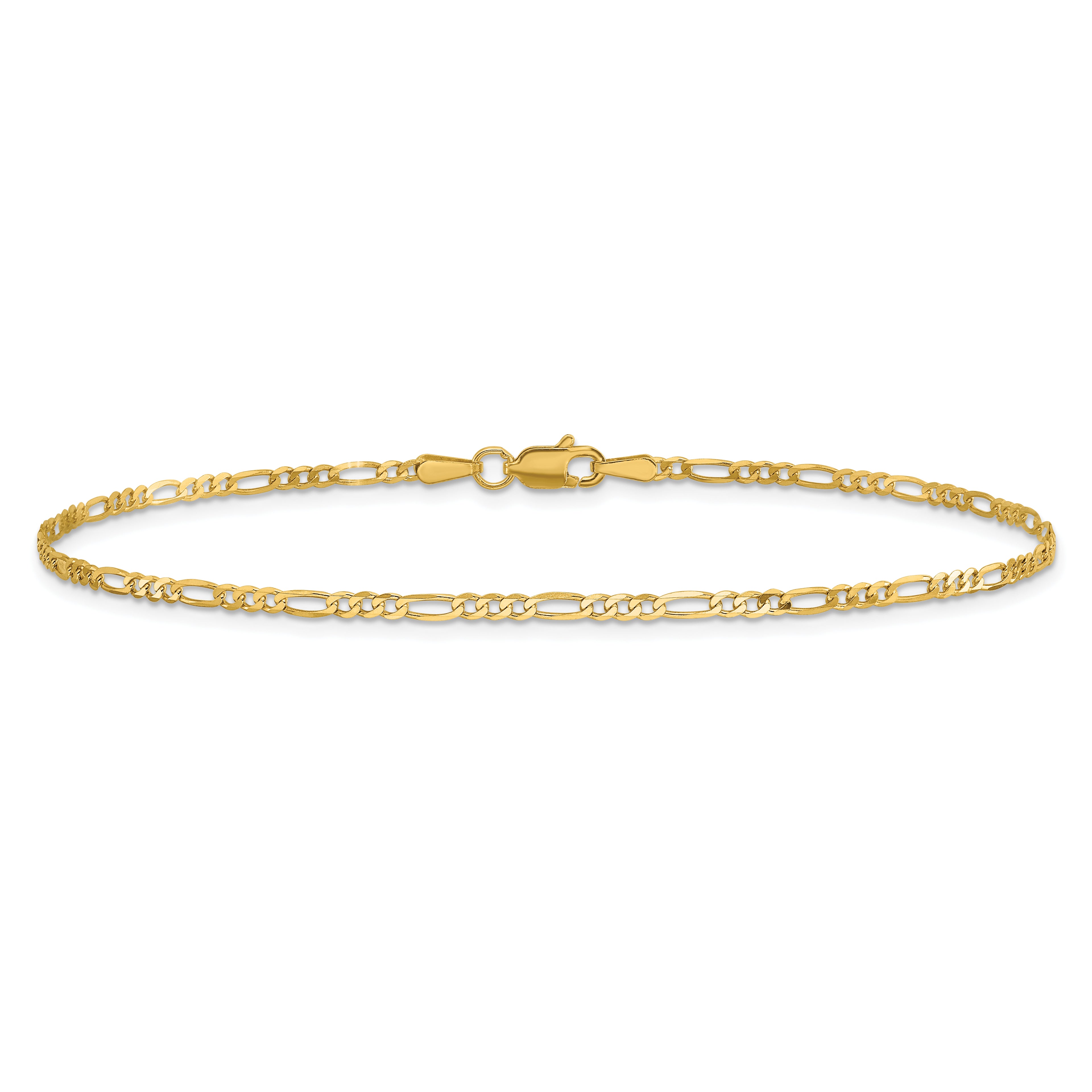 14K 1.8mm Flat Figaro with Lobster Clasp Anklet