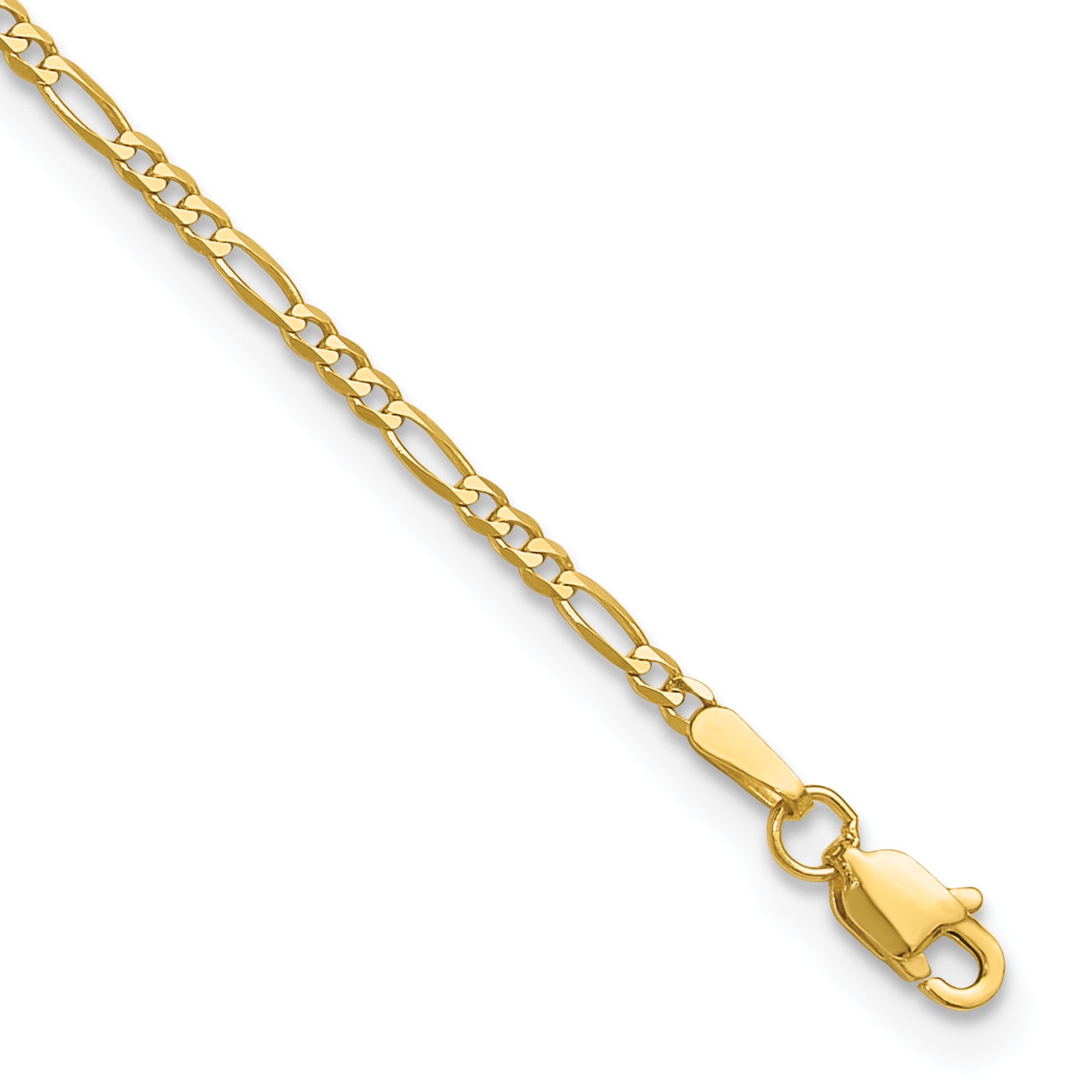 14K 1.8mm Flat Figaro with Lobster Clasp Anklet
