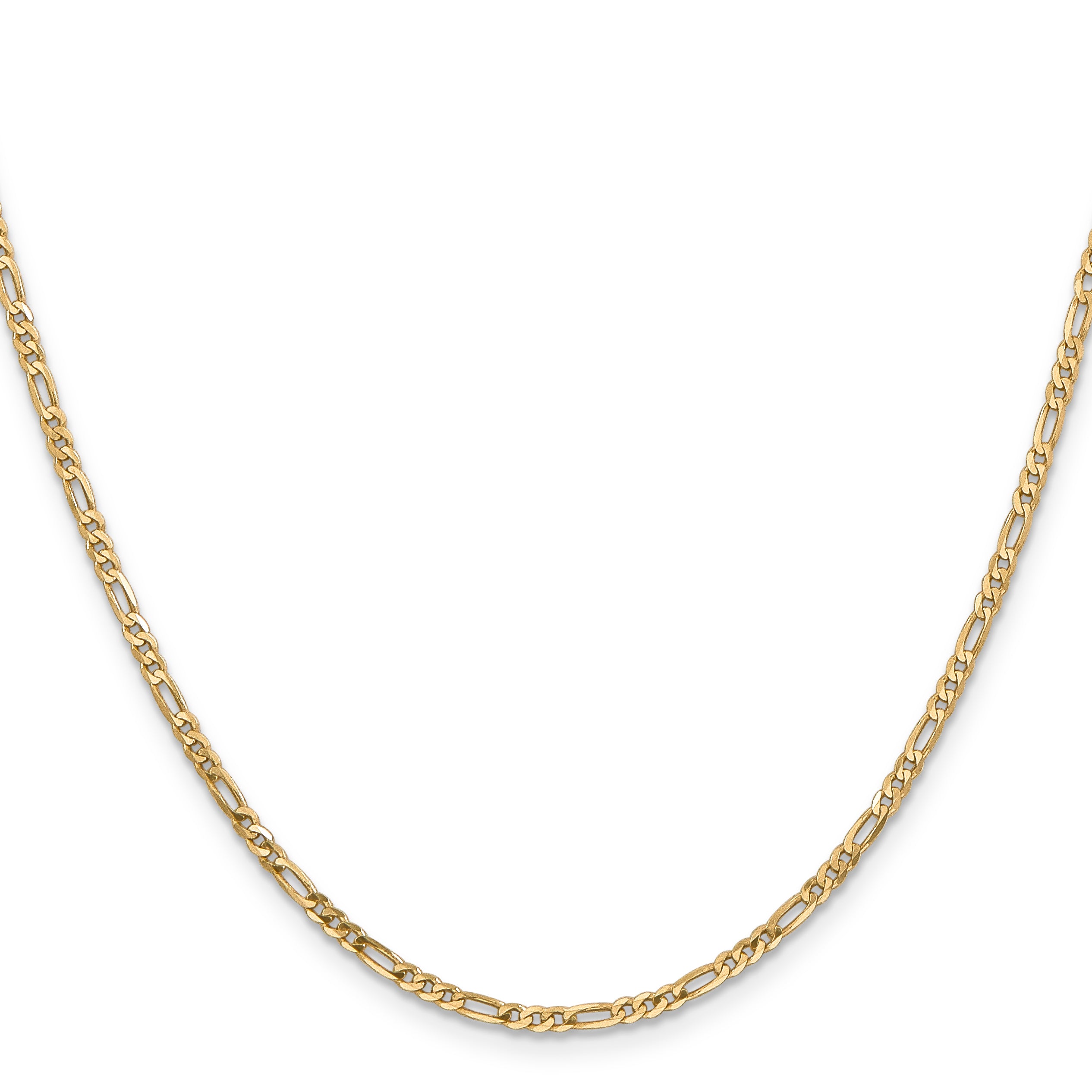 14K 2.25mm Flat Figaro with Lobster Clasp Anklet