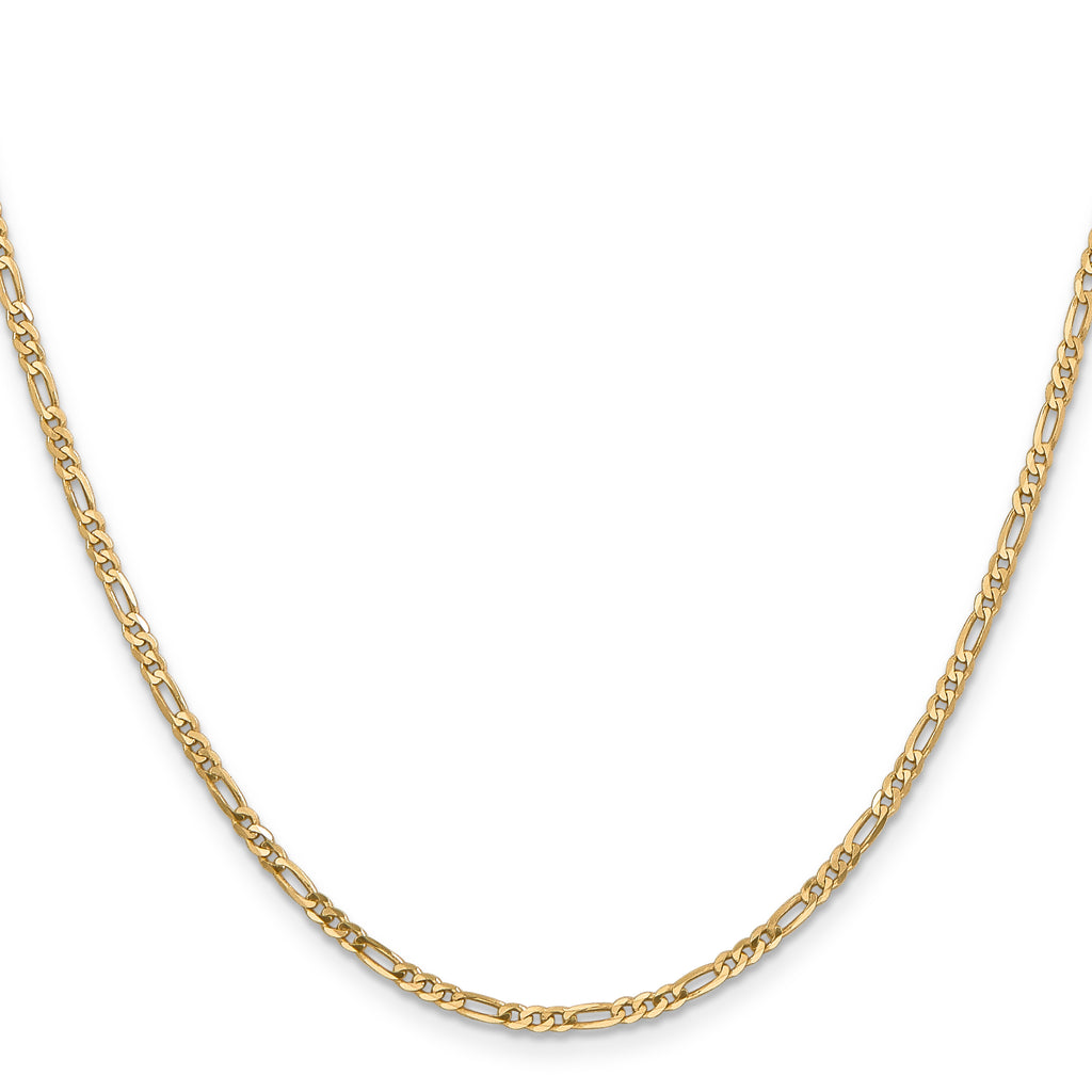 14K Yellow Gold Solid Figaro Chain Necklace 2.25mm