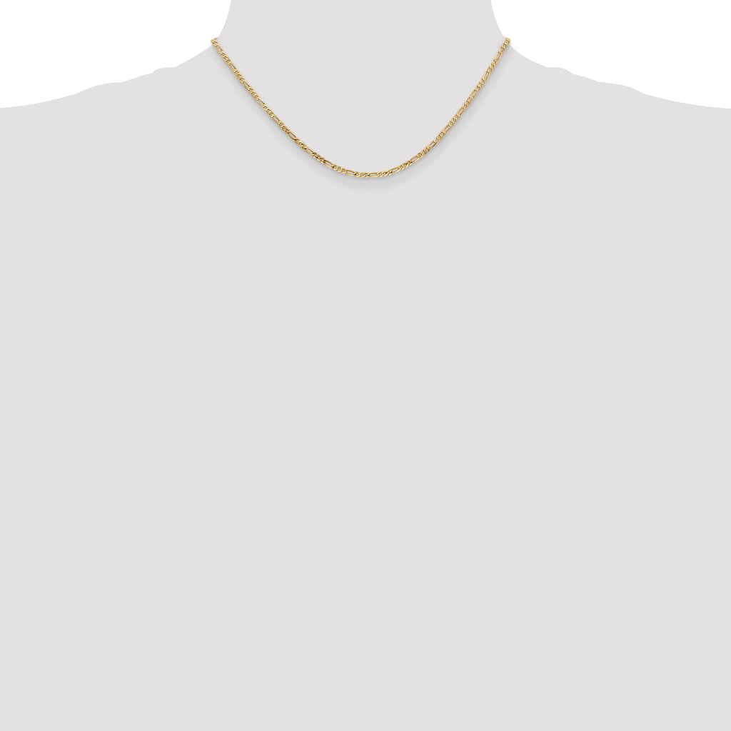 14K 2.25mm Flat Figaro with Lobster Clasp Anklet