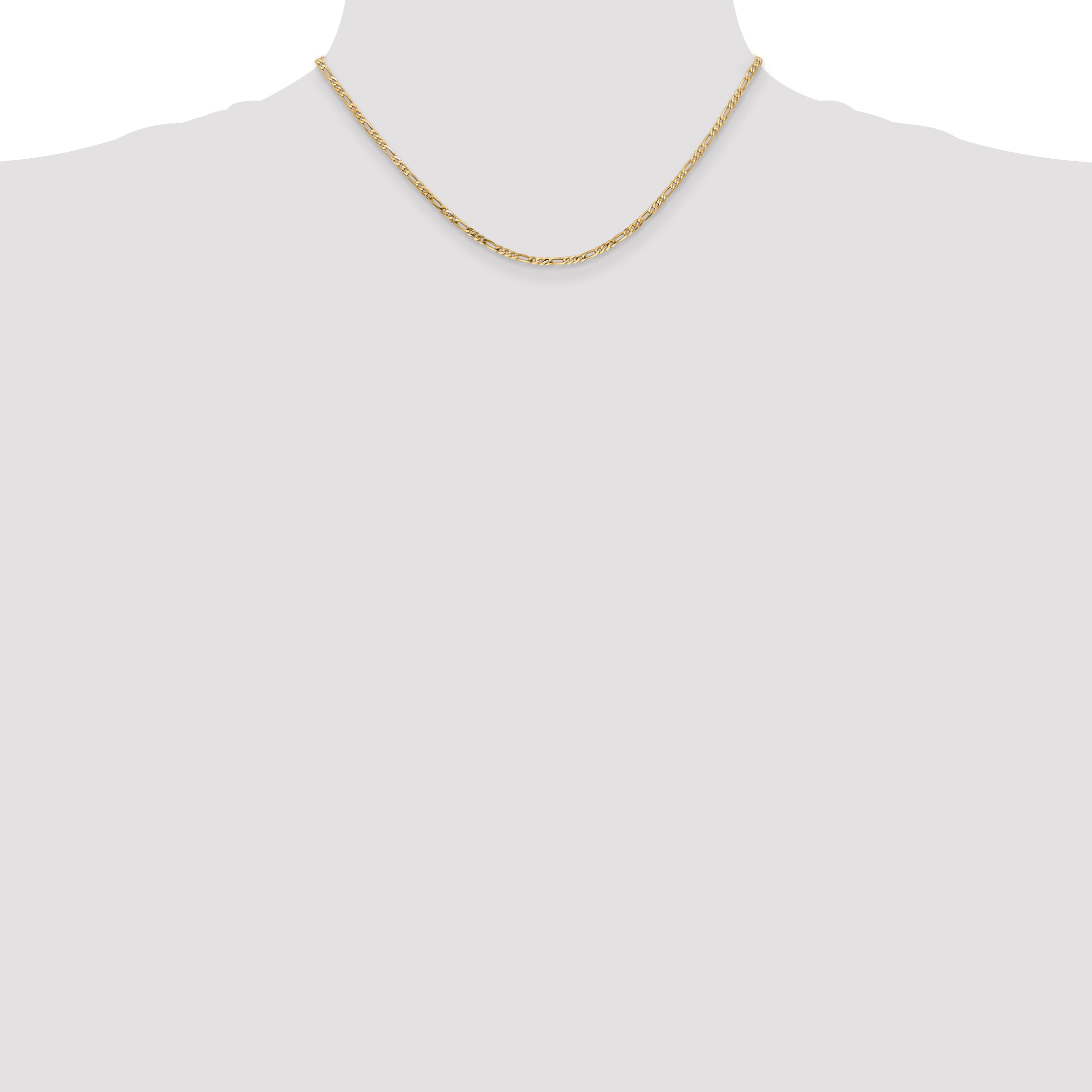 14K 2.25mm Flat Figaro with Lobster Clasp Anklet