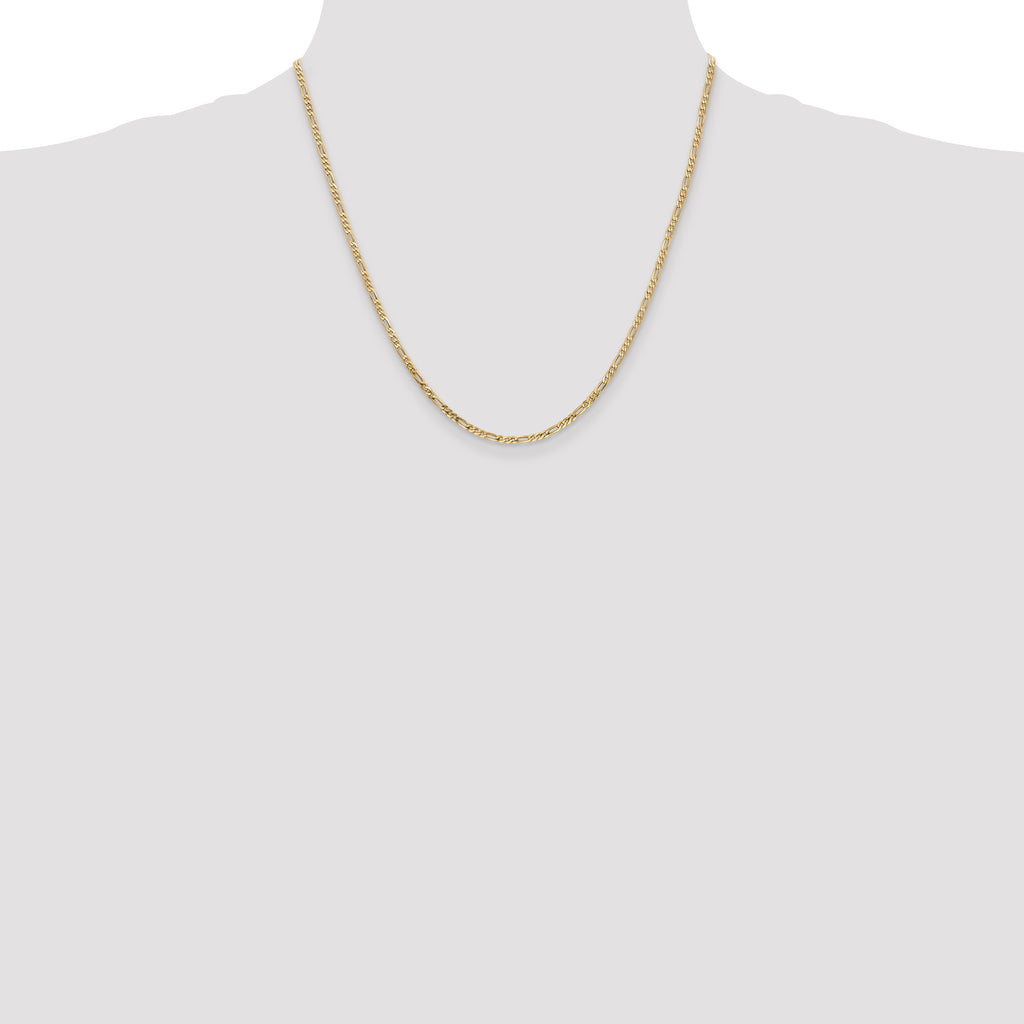 14K 2.25mm Flat Figaro with Lobster Clasp Anklet