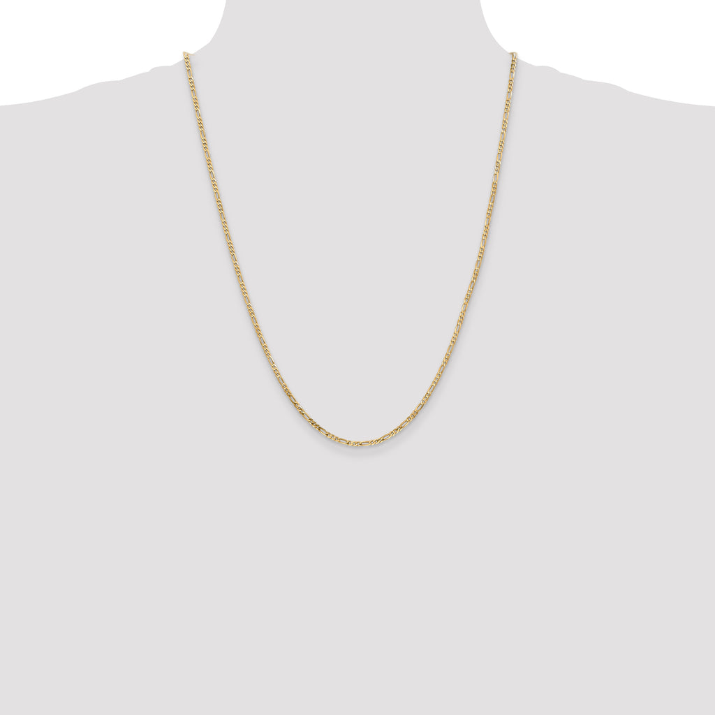 14K 2.25mm Flat Figaro with Lobster Clasp Anklet