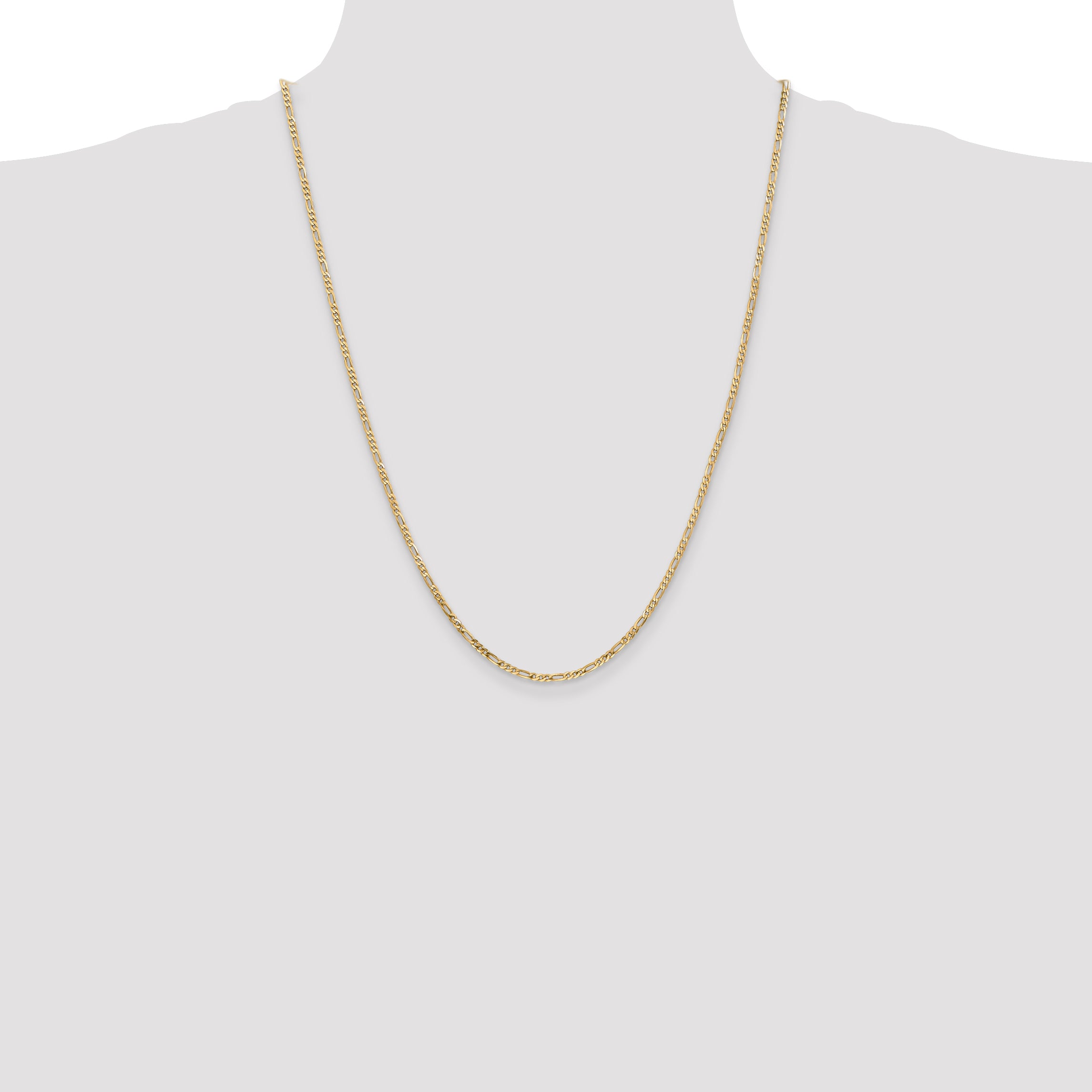 14K 2.25mm Flat Figaro with Lobster Clasp Anklet
