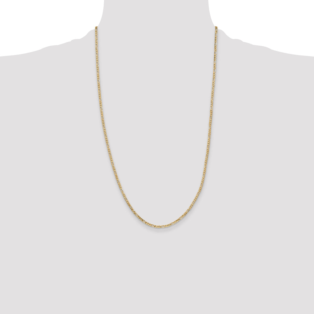 14K 2.25mm Flat Figaro with Lobster Clasp Anklet