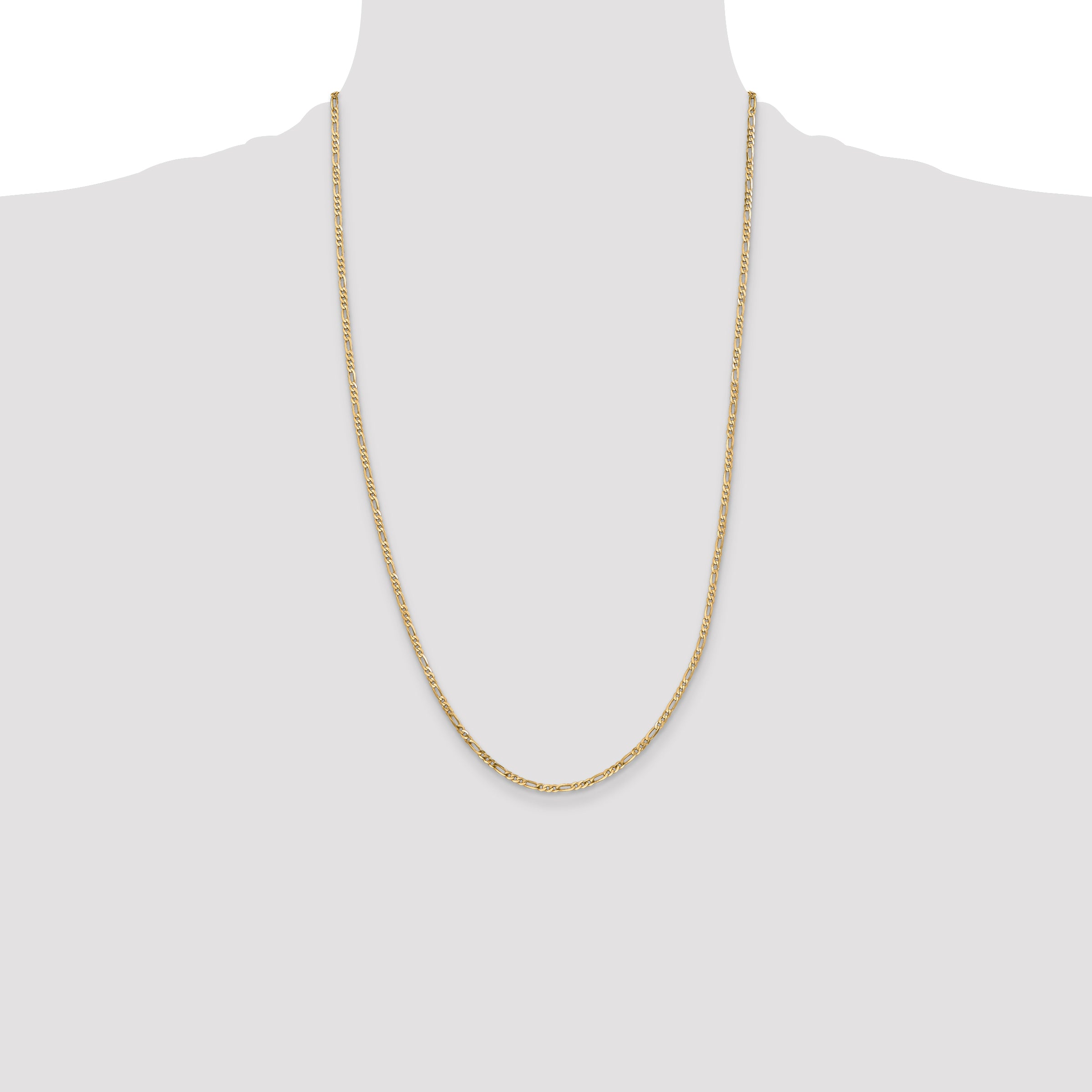 14K 26 inch 2.25mm Flat Figaro with Lobster Clasp Chain