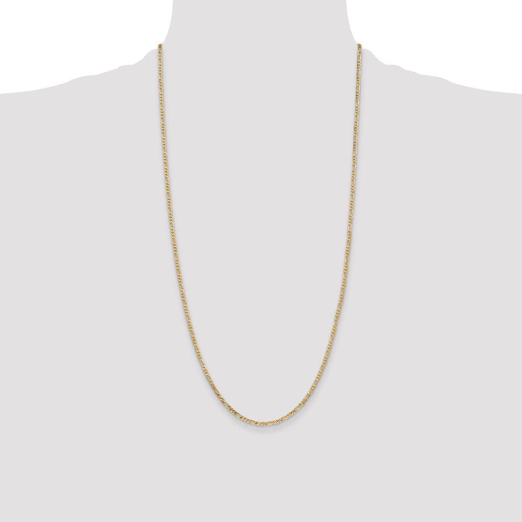 14K 2.25mm Flat Figaro with Lobster Clasp Anklet