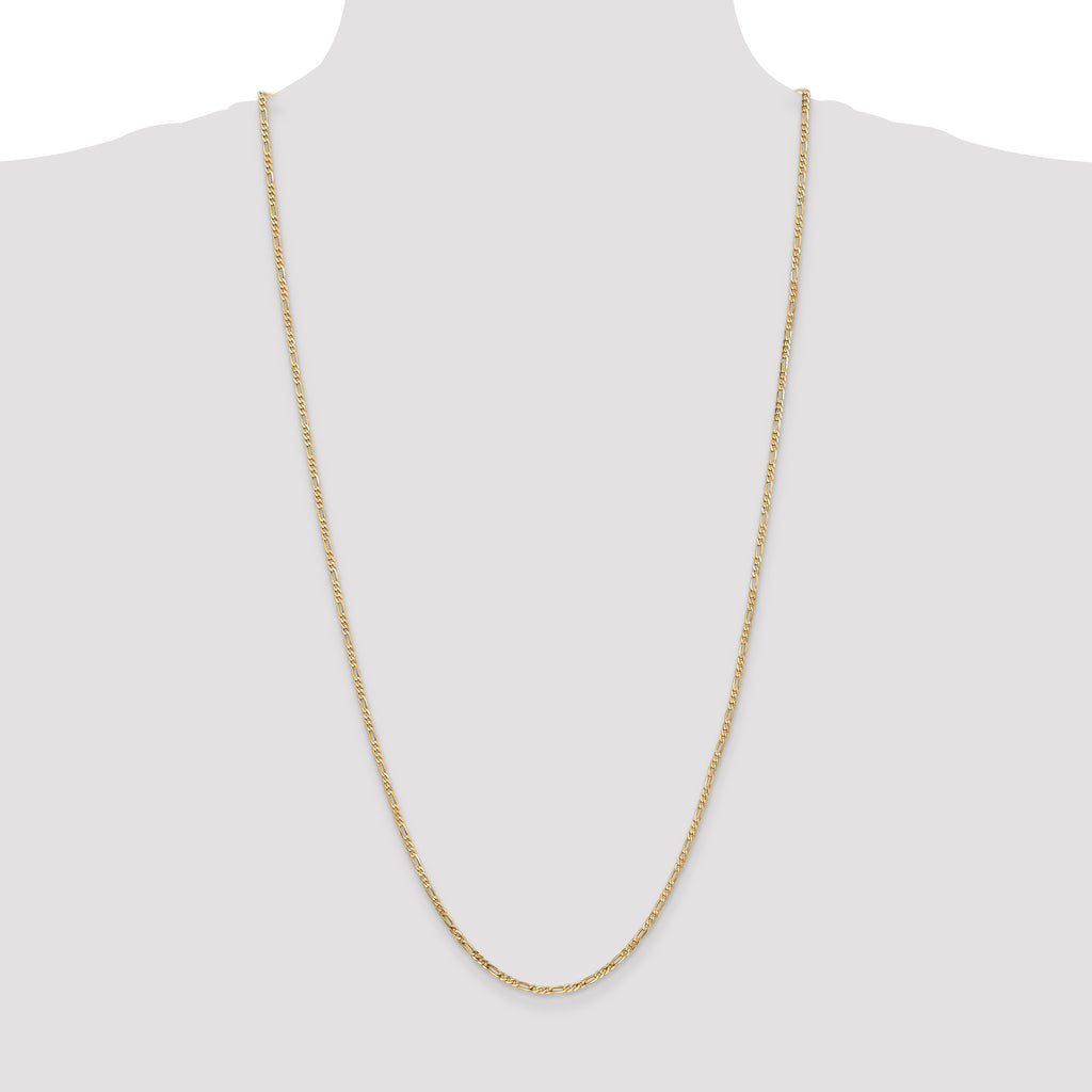 14K 2.25mm Flat Figaro with Lobster Clasp Anklet