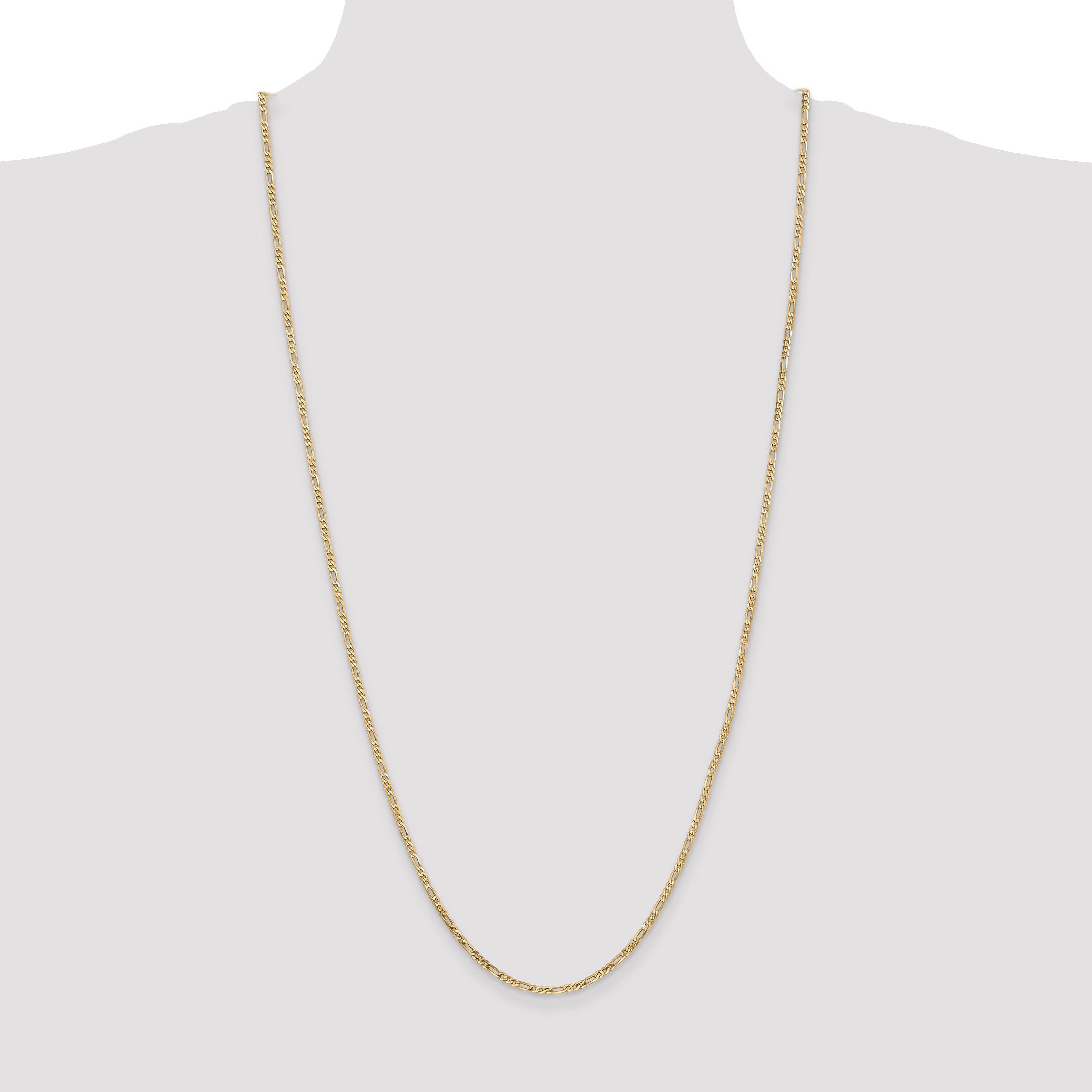 14K 2.25mm Flat Figaro with Lobster Clasp Anklet