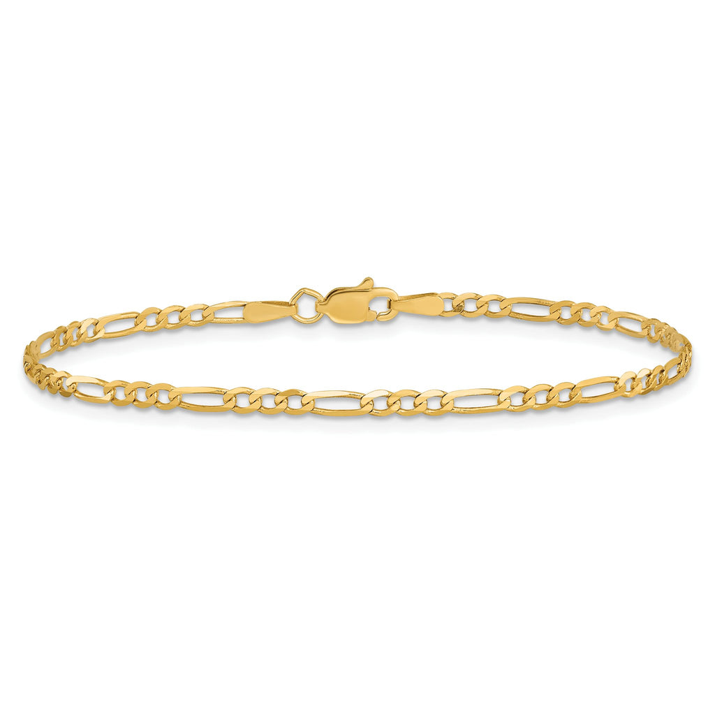 14K Yellow Gold Solid Figaro Chain Necklace 2.25mm, 5.5–30 Inch - Sophia Jewelers