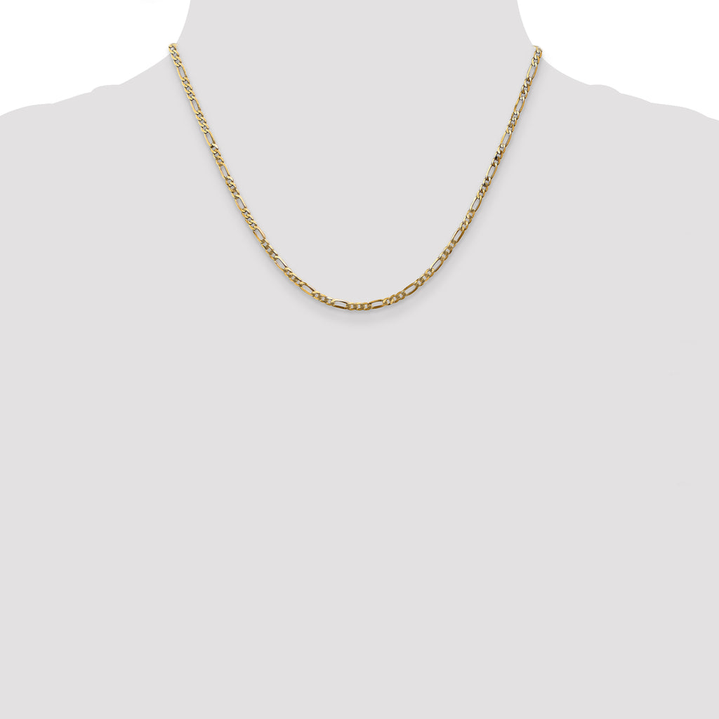 14K 18 inch 2.75mm Flat Figaro with Lobster Clasp Chain