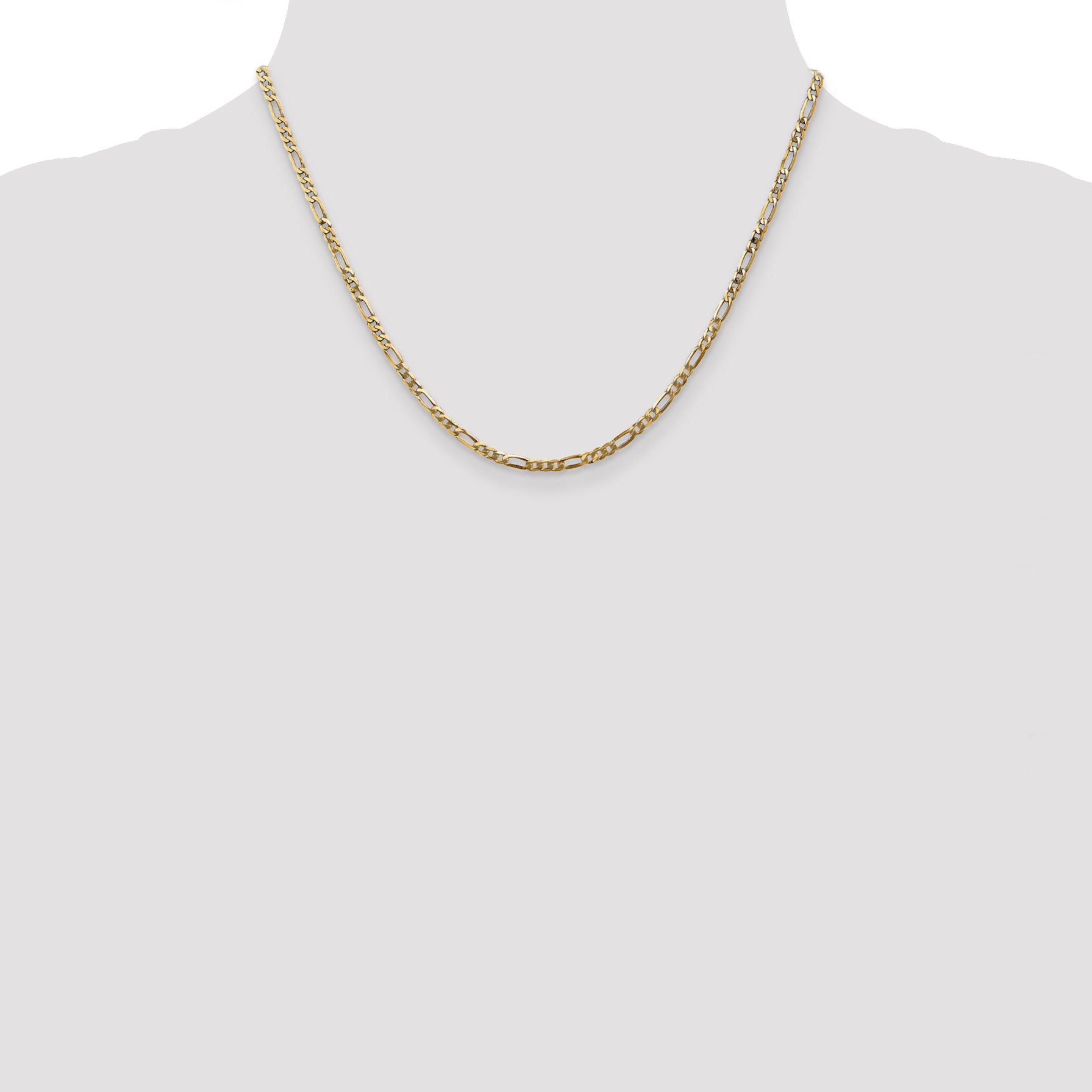 14K 18 inch 2.75mm Flat Figaro with Lobster Clasp Chain