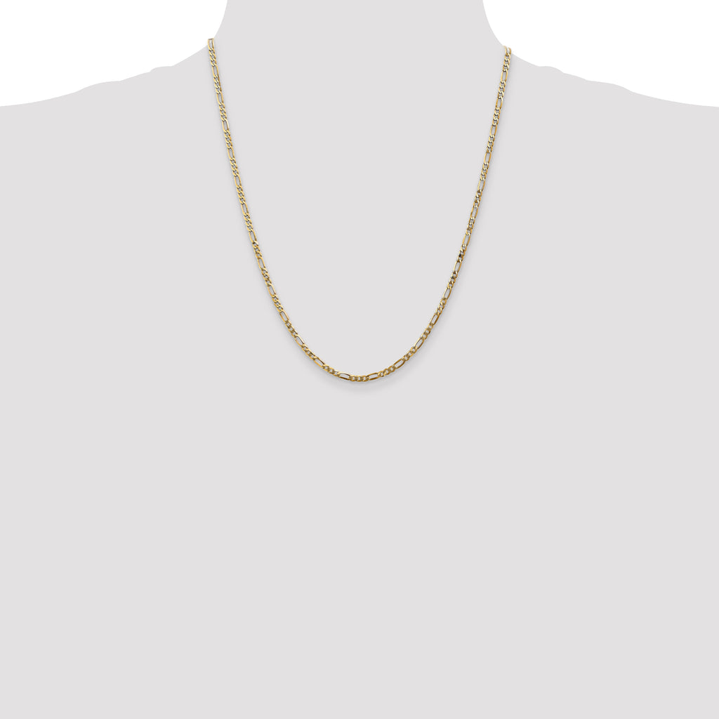 14K 22 inch 2.75mm Flat Figaro with Lobster Clasp Chain