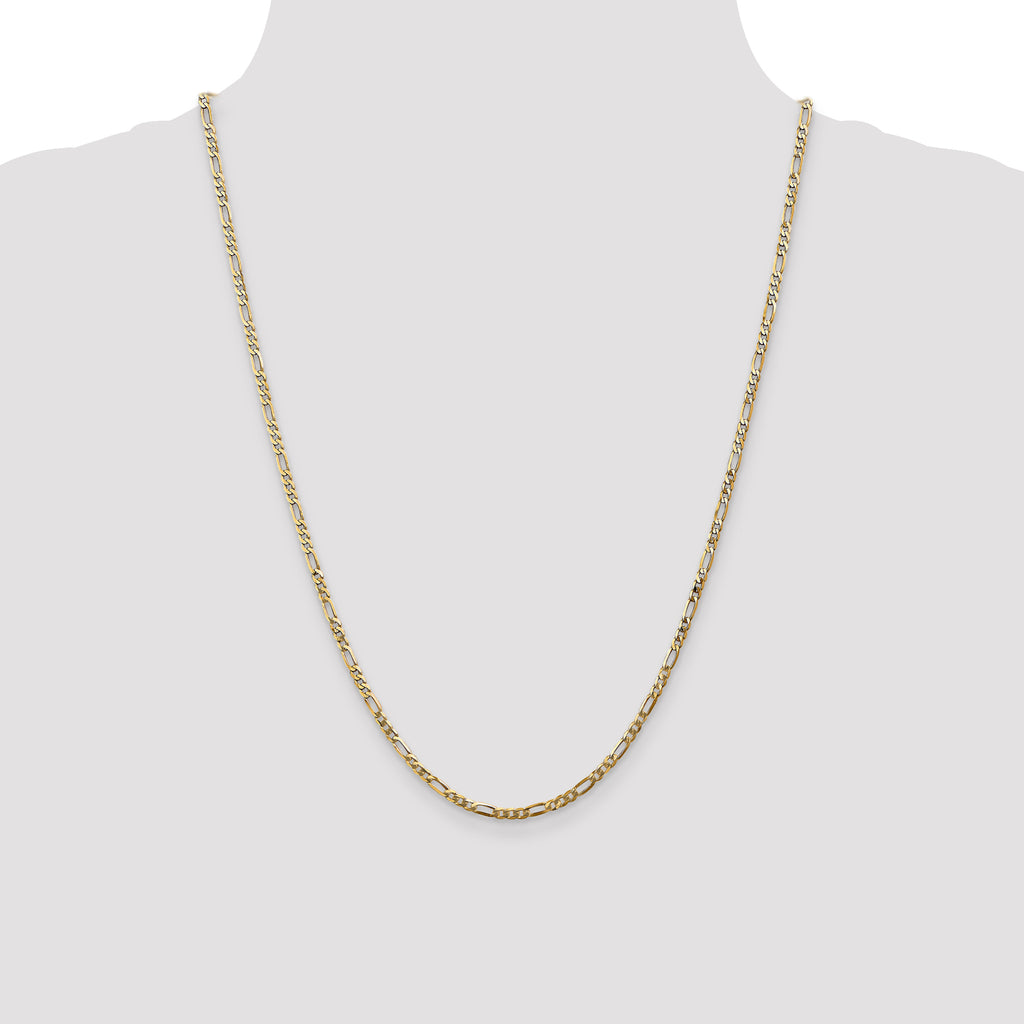 14K 24 inch 2.75mm Flat Figaro with Lobster Clasp Chain