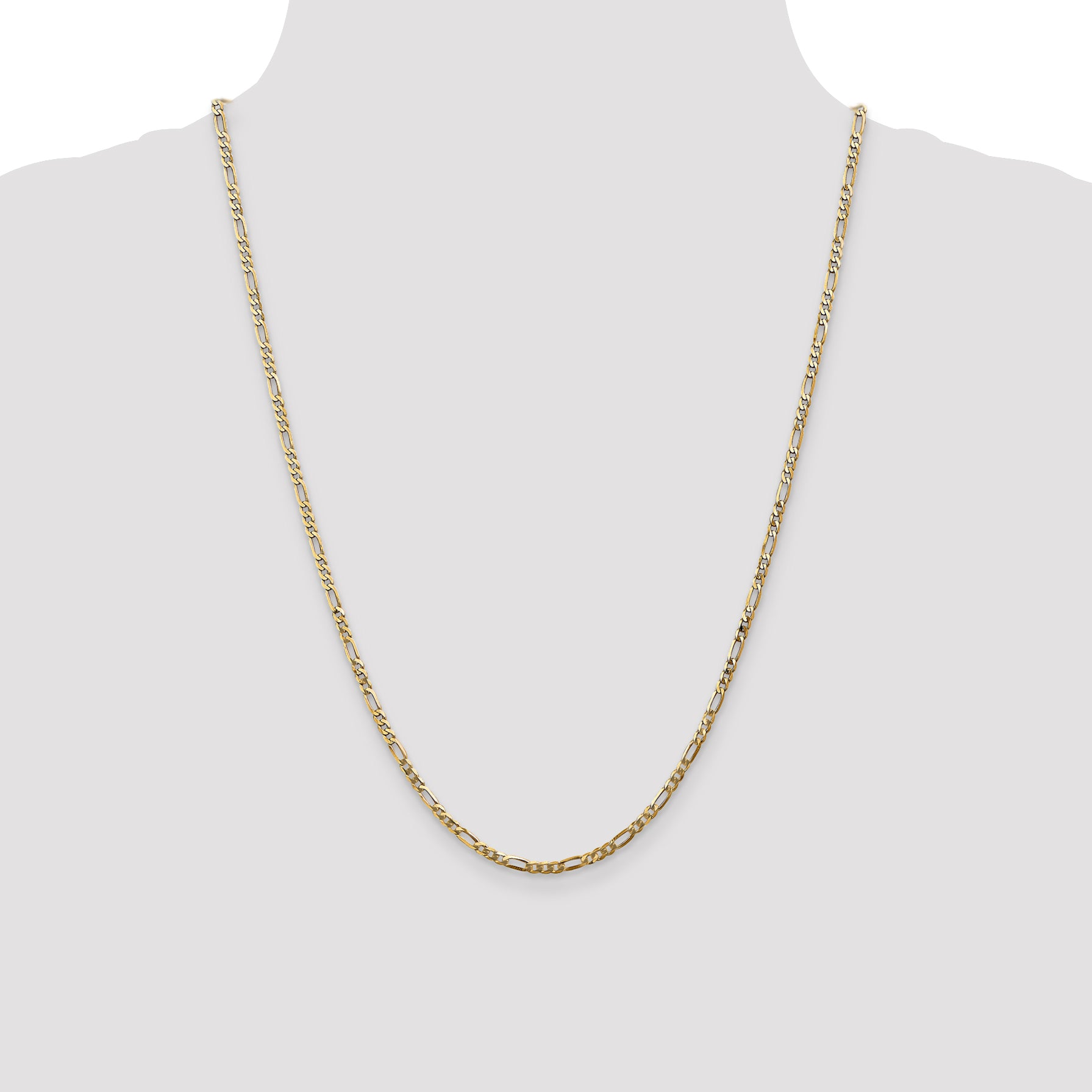 14K 24 inch 2.75mm Flat Figaro with Lobster Clasp Chain