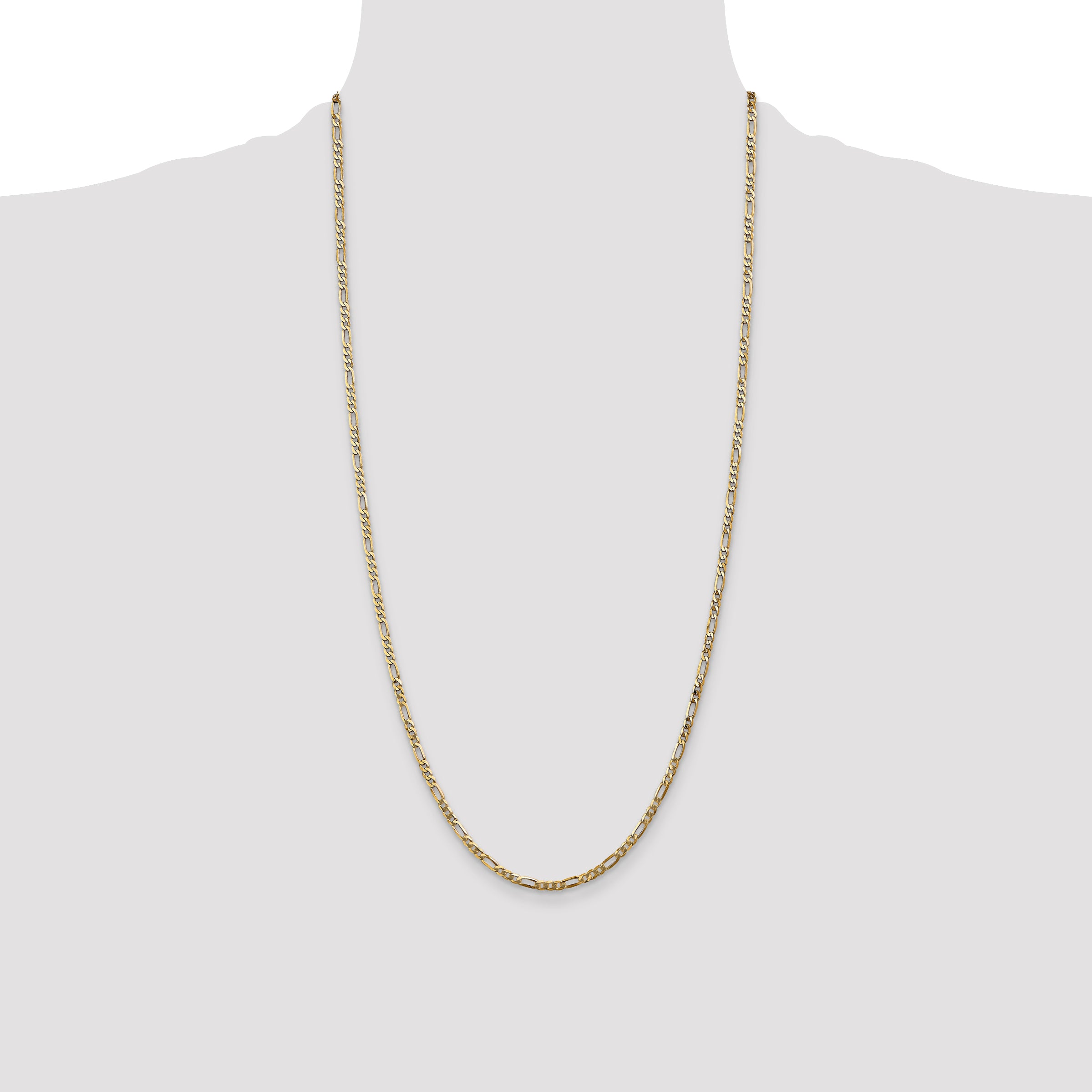 14K 28 inch 2.75mm Flat Figaro with Lobster Clasp Chain
