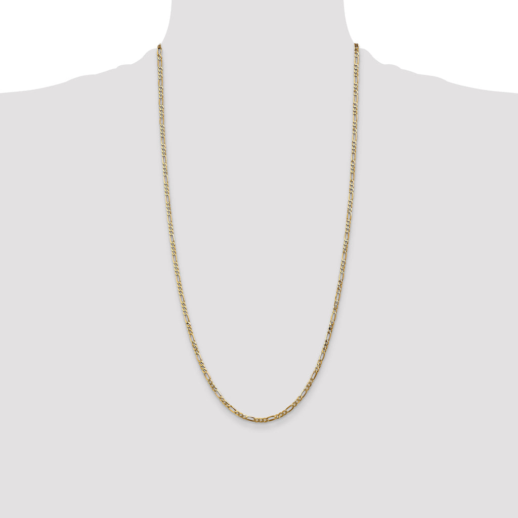 14K 28 inch 2.75mm Flat Figaro with Lobster Clasp Chain