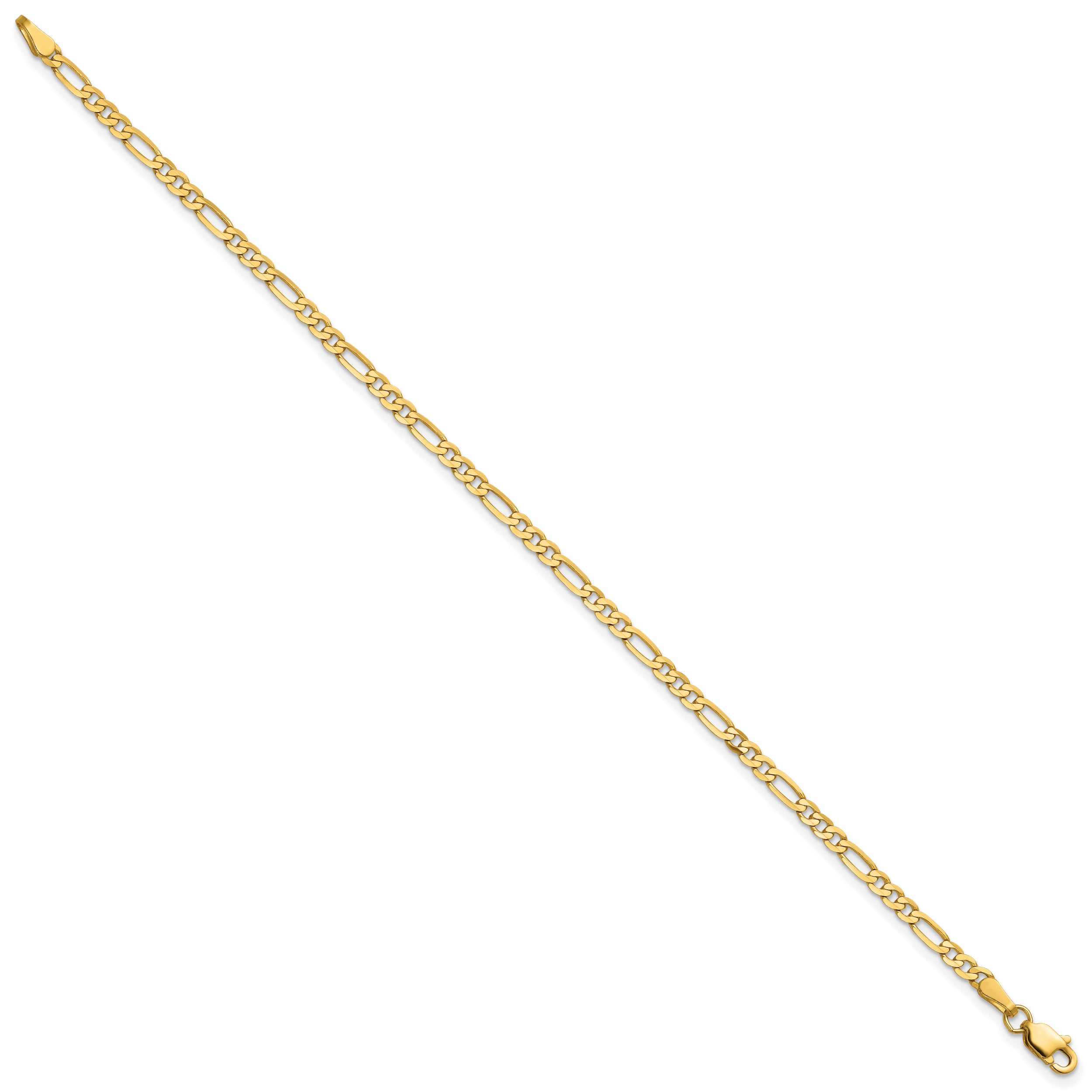 14K 8 inch  2.75mm Flat Figaro with Lobster Clasp Bracelet