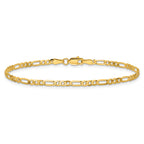 14K 8 inch  2.75mm Flat Figaro with Lobster Clasp Bracelet