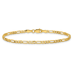 14K 8 inch  2.75mm Flat Figaro with Lobster Clasp Bracelet