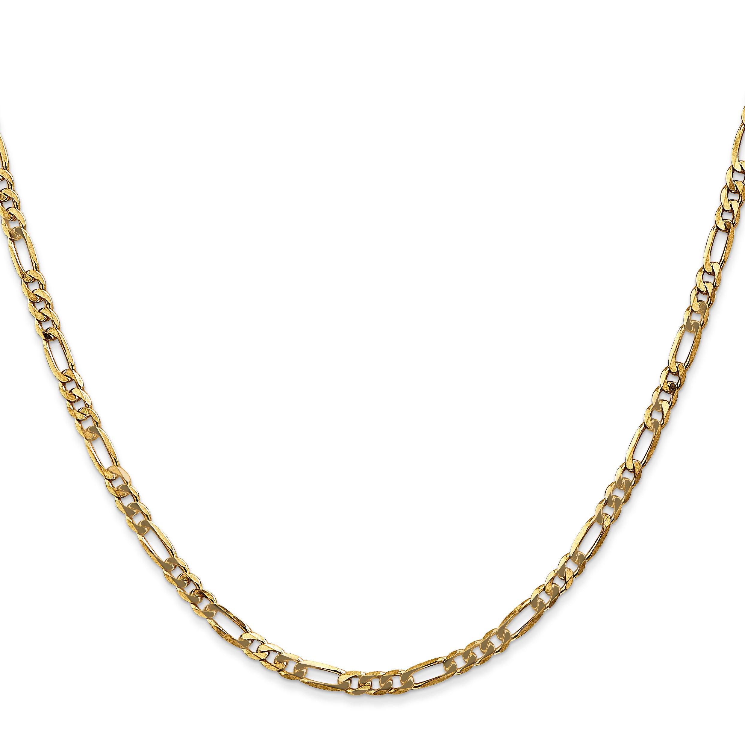 14K 30 inch 3mm Flat Figaro with Lobster Clasp Chain