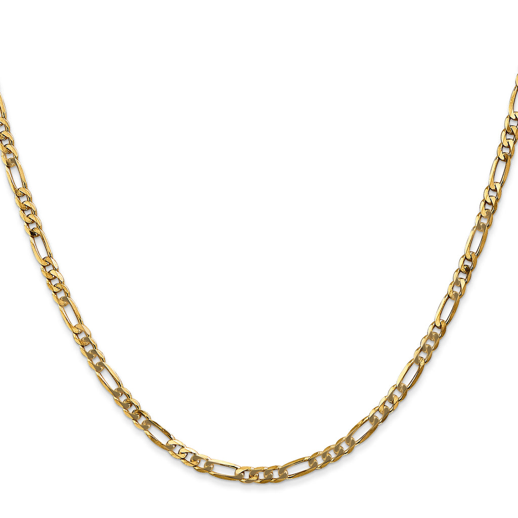 14K 30 inch 3mm Flat Figaro with Lobster Clasp Chain