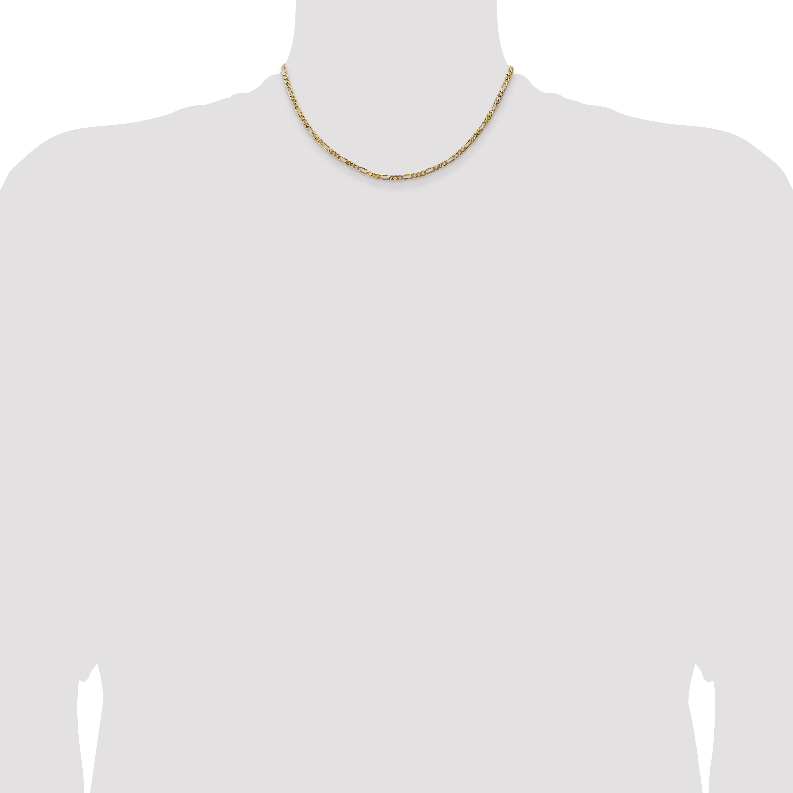 14K 16 inch 3mm Flat Figaro with Lobster Clasp Chain