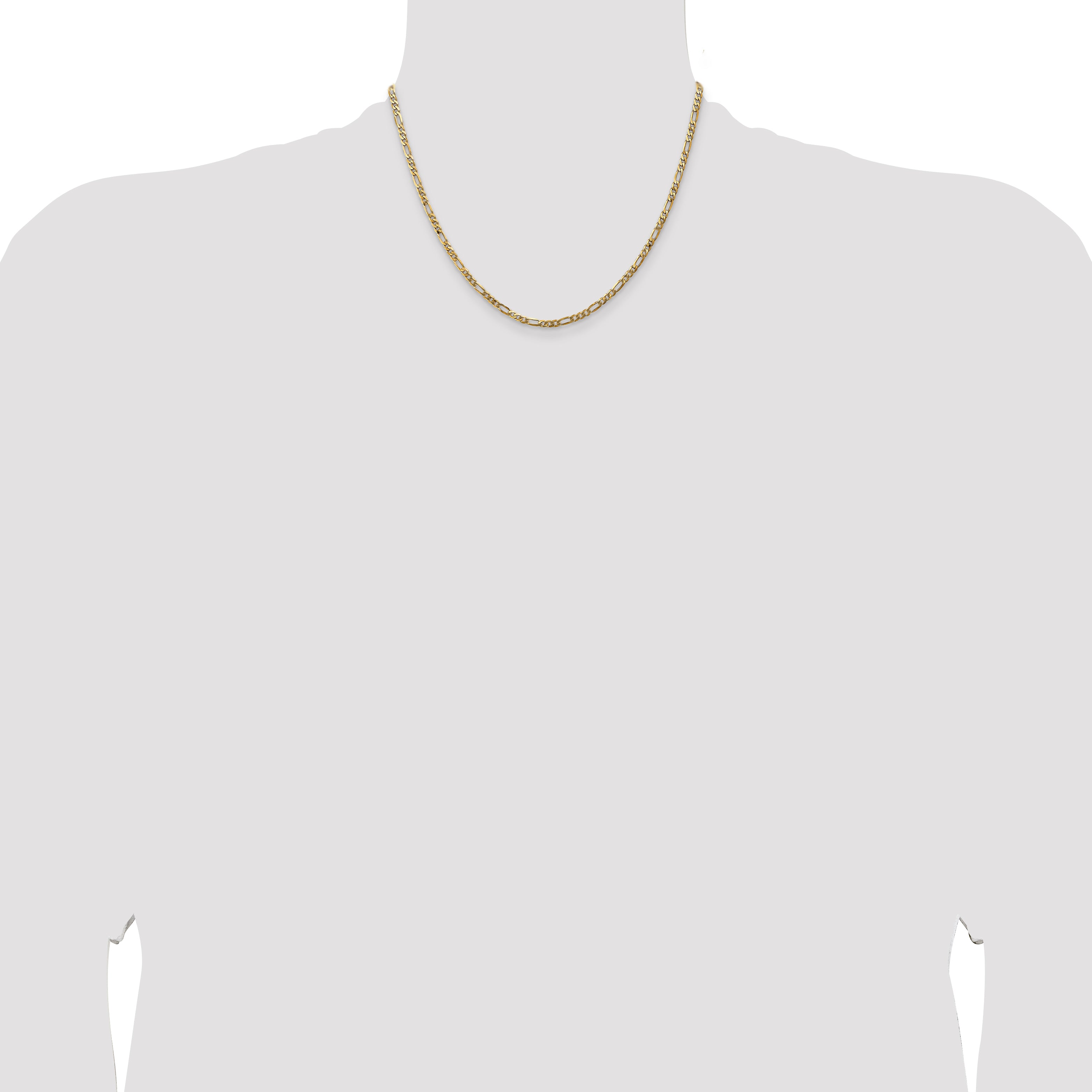 14K 18 inch 3mm Flat Figaro with Lobster Clasp Chain