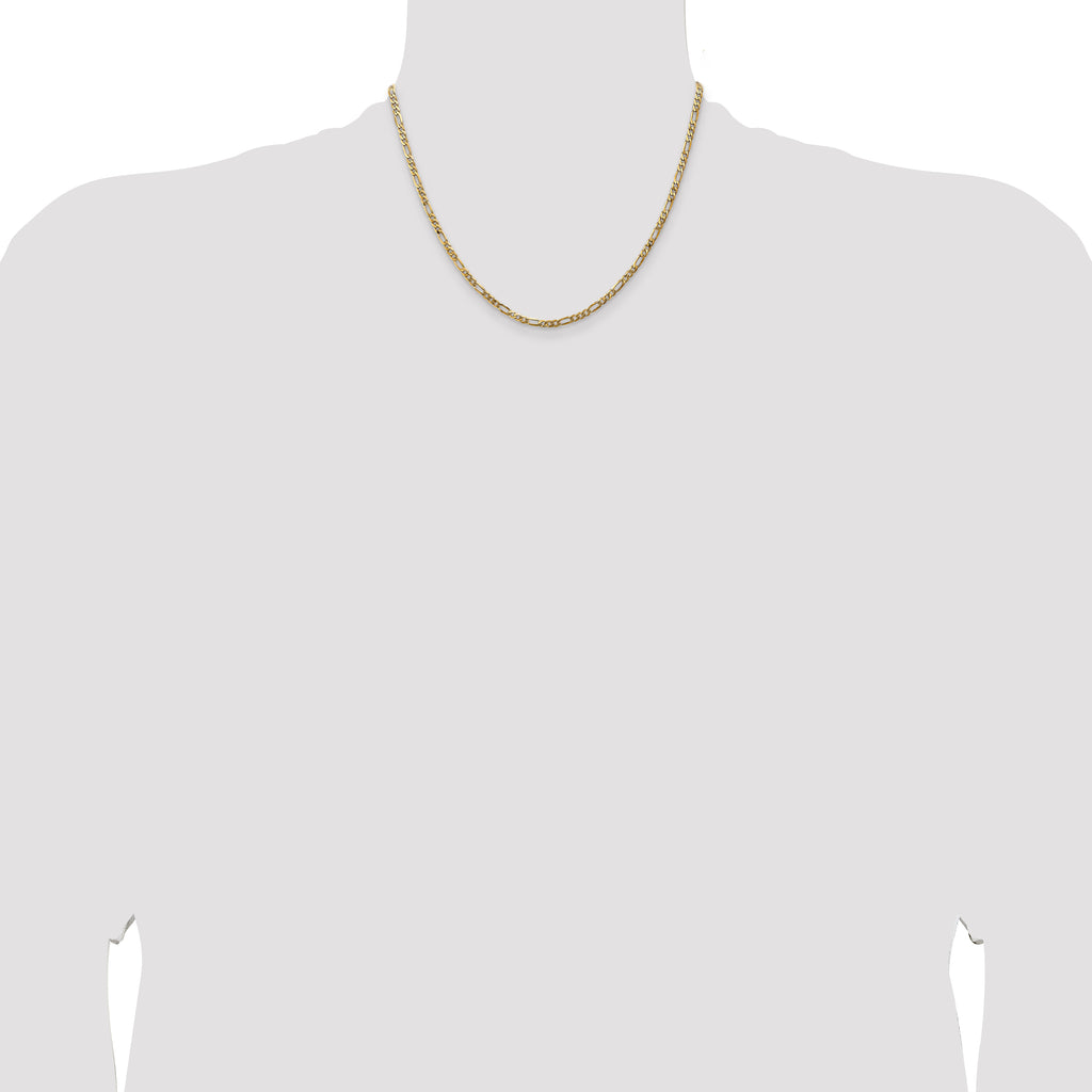 14K 18 inch 3mm Flat Figaro with Lobster Clasp Chain