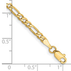 14K 8 inch 3mm Flat Figaro with Lobster Clasp Bracelet