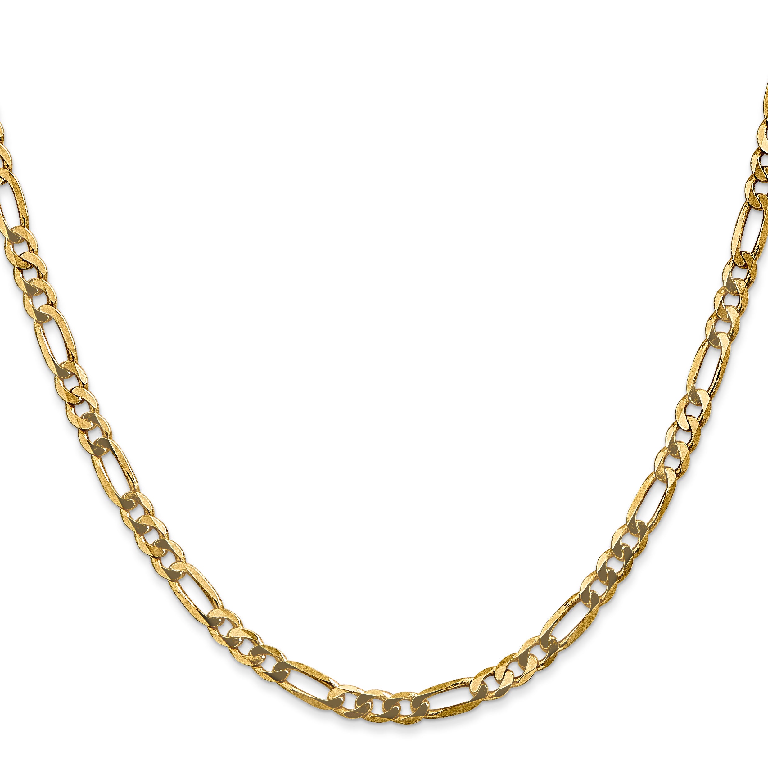 14K 30 inch 4mm Flat Figaro with Lobster Clasp Chain