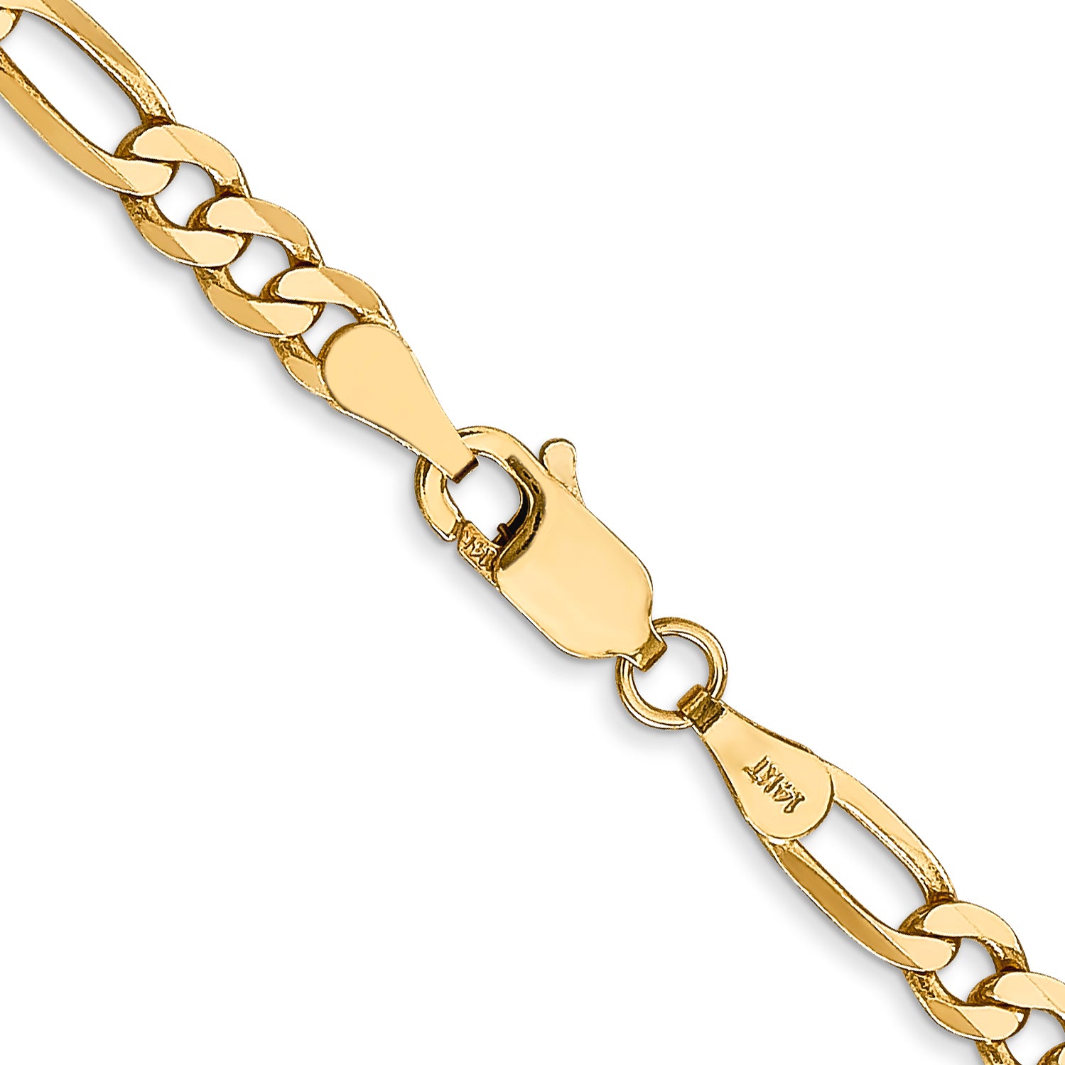 14K 30 inch 4mm Flat Figaro with Lobster Clasp Chain