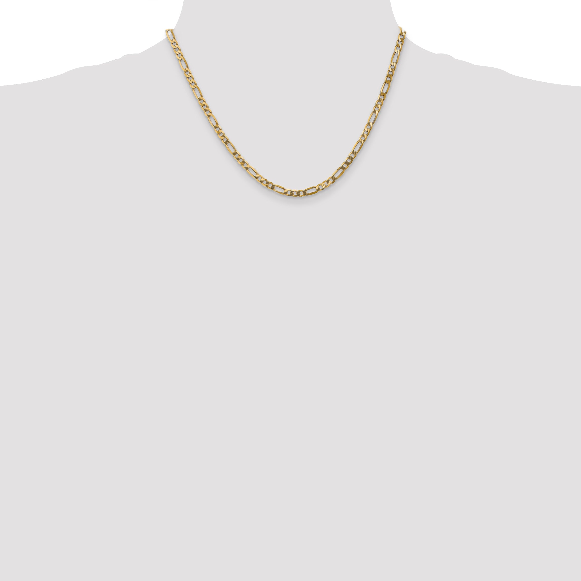 14K 18 inch 4mm Flat Figaro with Lobster Clasp Chain