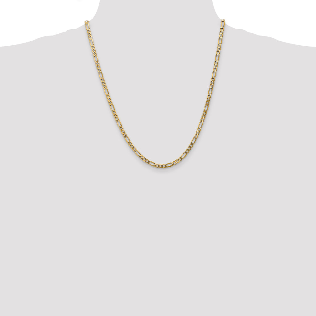 14K 4mm Flat Figaro with Lobster Clasp Chain