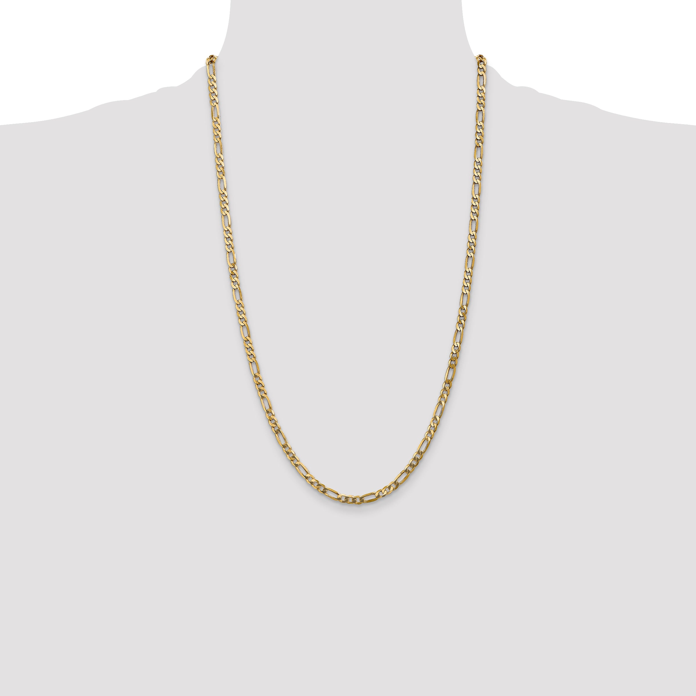 14K 26 inch 4mm Flat Figaro with Lobster Clasp Chain