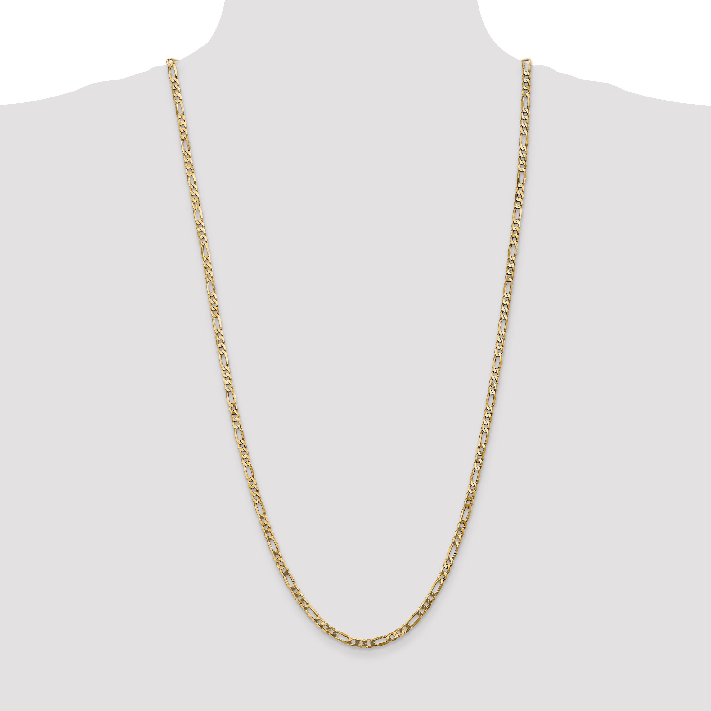 14K 4mm Flat Figaro with Lobster Clasp Chain