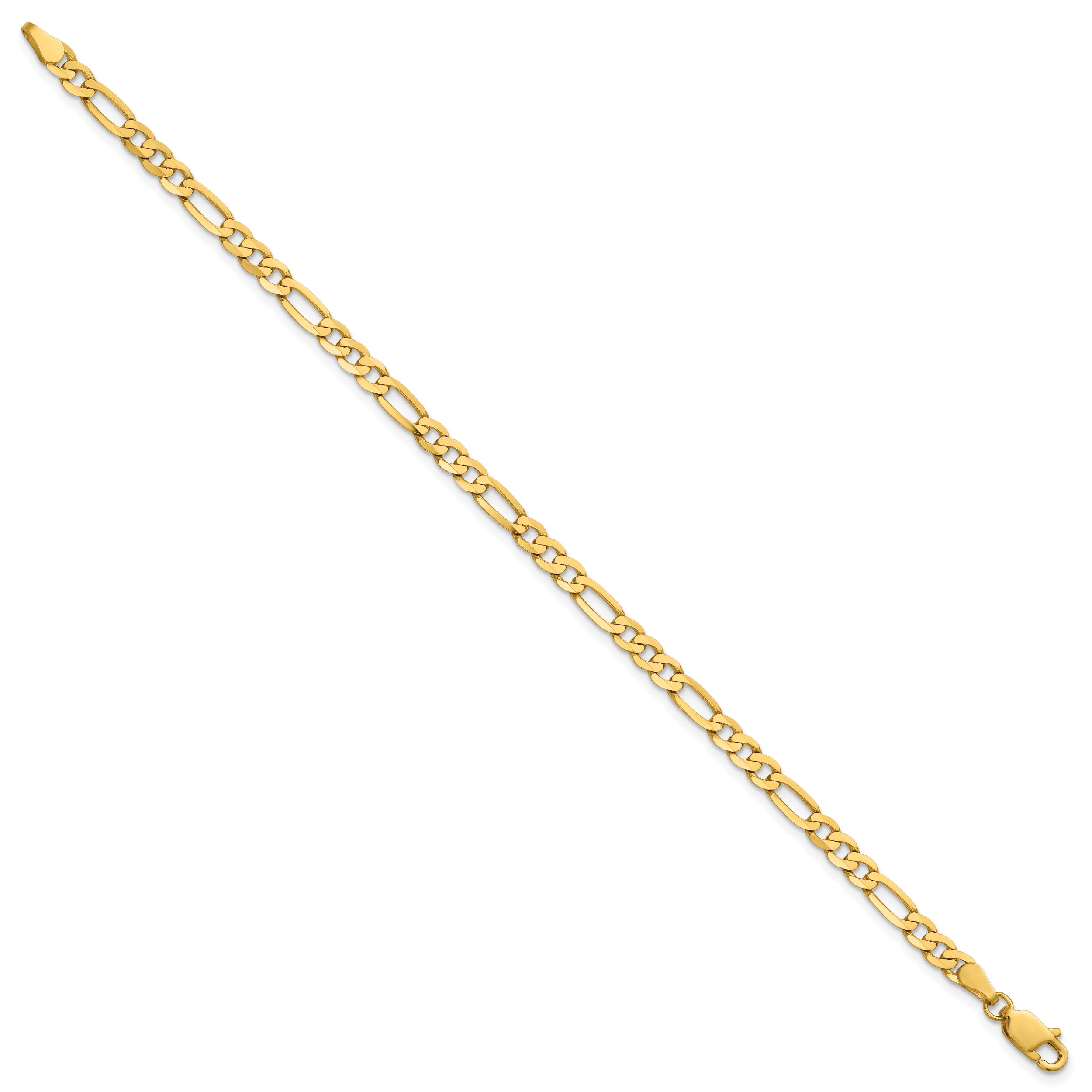 14K 8 inch 4mm Flat Figaro with Lobster Clasp Bracelet