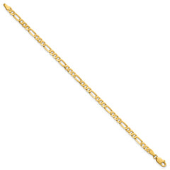 14K 8 inch 4mm Flat Figaro with Lobster Clasp Bracelet