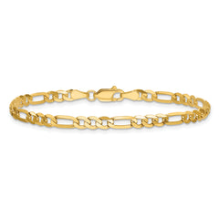 14K 8 inch 4mm Flat Figaro with Lobster Clasp Bracelet