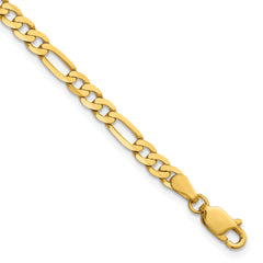 14K 8 inch 4mm Flat Figaro with Lobster Clasp Bracelet