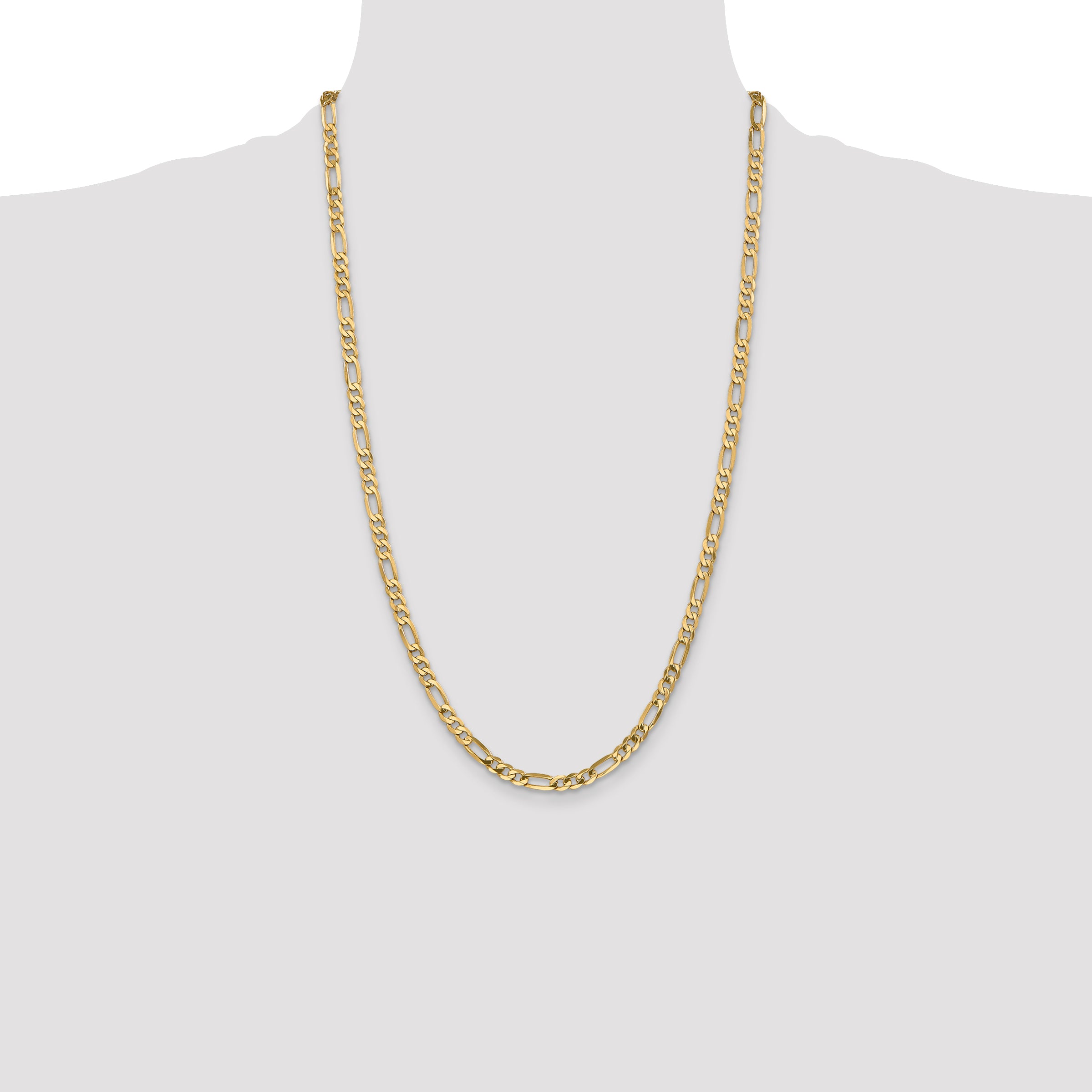 14K 26 inch 4.75mm Flat Figaro with Lobster Clasp Chain
