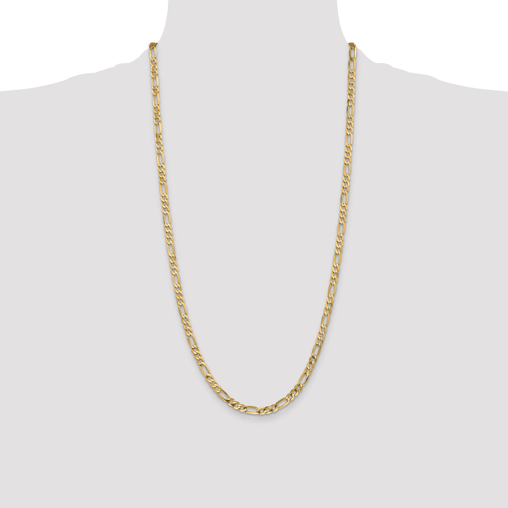 14K Yellow Gold Solid Figaro Chain Necklace 4.75mm